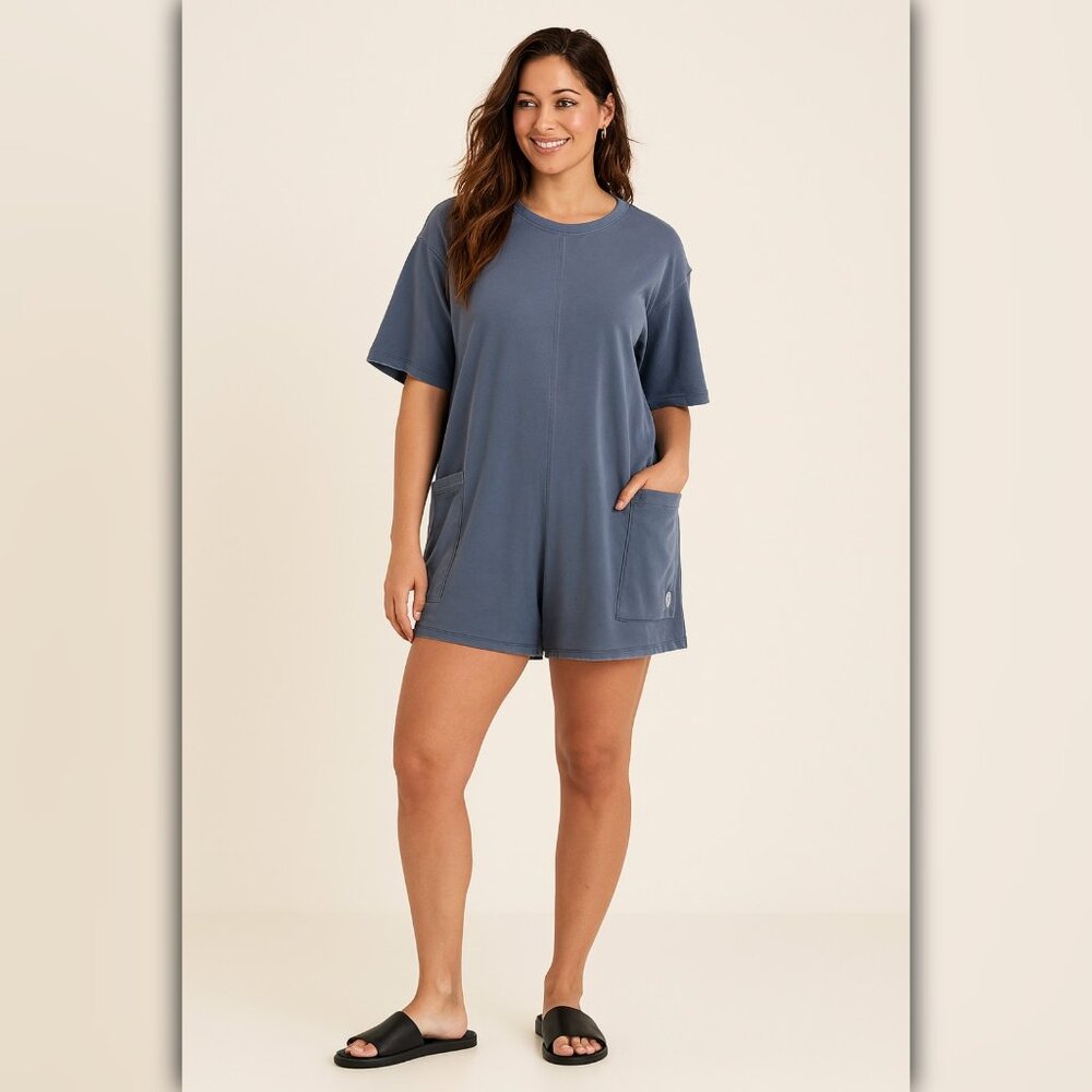 A433 • Dusty Blue Hot Shot Tee Romper